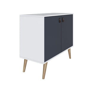 Amber Accent Cabinet in White and Blue 307GFX3 Manhattan Comfort