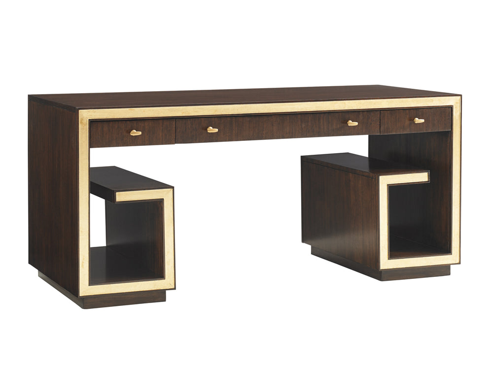 Lexington Brentwood Walnut Writing Desk with Gold Leaf Accents and Full Extension Drawers 307HW-410