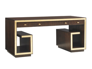 Lexington Brentwood Walnut Writing Desk with Gold Leaf Accents and Full Extension Drawers 307HW-410