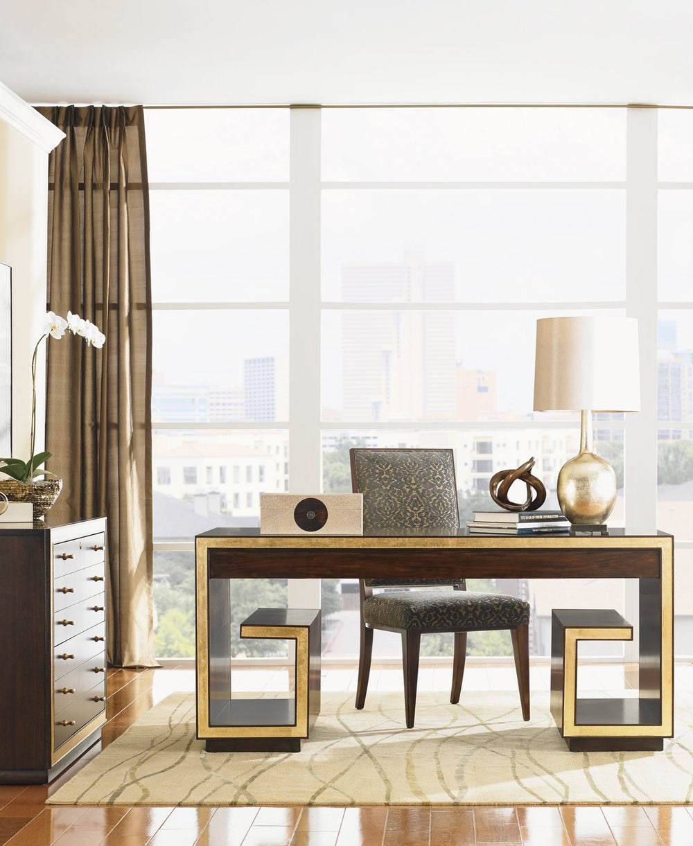 Lexington Brentwood Walnut Writing Desk with Gold Leaf Accents and Full Extension Drawers 307HW-410