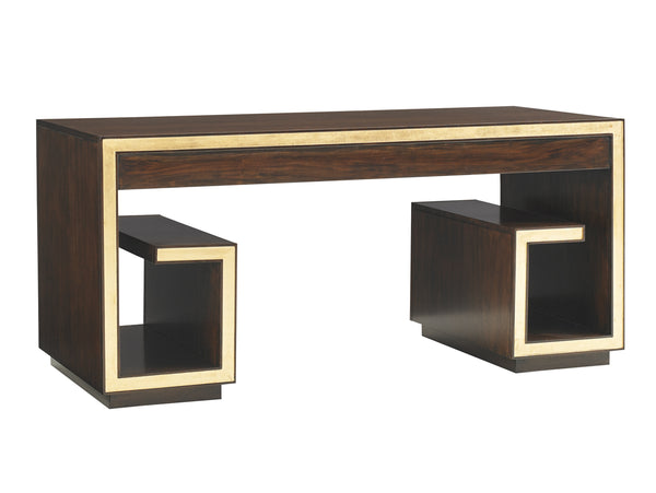 Lexington Brentwood Walnut Writing Desk with Gold Leaf Accents and Full Extension Drawers 307HW-410