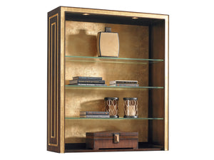 Lexington Beverly Palms Walnut Display Cabinet with Gold Leaf Accents and Touch Lit Glass Shelves 307HW-441