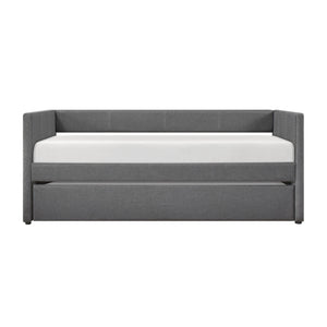 English Elm 1pc Trudy Daybed with Trundle Upholstered Fabric Modern Wooden Frame Versatile Guest Sofa Bed Dark Gray 82.5 L x 33 W x 6.5 H B011P256688