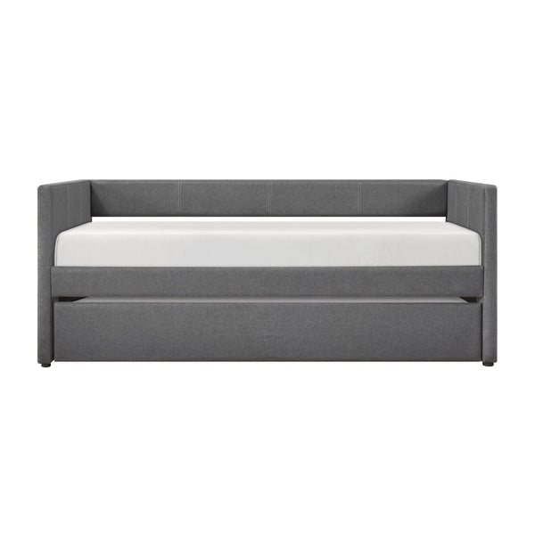 English Elm 1pc Trudy Daybed with Trundle Upholstered Fabric Modern Wooden Frame Versatile Guest Sofa Bed Dark Gray 82.5 L x 33 W x 6.5 H B011P256688