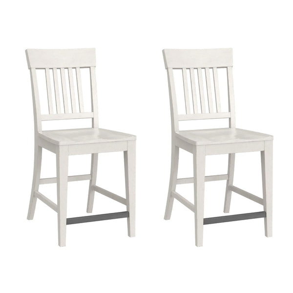English Elm Wallace & Bay - White Slat Back Counter Stools Set Of 2 - Rustic Solid Wood, Easy-Care, Farmhouse Style For Kitchen B2709P212377-GIGA