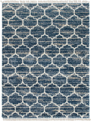 Unique Loom Hygge Shag Trellis Machine Made Trellis Rug Blue, Beige/Ivory 9' 0" x 12' 2"
