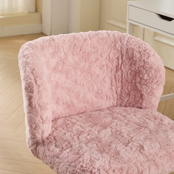 English Elm A&A Plush Faux Fur Office Chair with Ergonomic Wrap Back, Breathable No-Shed Seat and Stable Base Pink W1143P324153