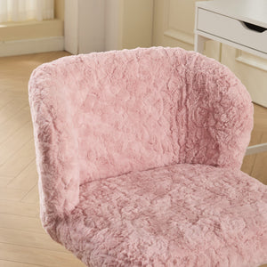 English Elm A&A Plush Faux Fur Office Chair with Ergonomic Wrap Back, Stable Metal Base, Breathable, Cute Wheels Pink W1143P324153
