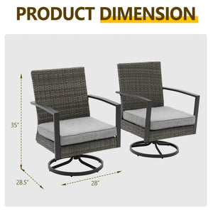 English Elm Set of 2 Outdoor Pe Rattan Swivel Rocker Chairs with Cushions for Patio Decks B082S00068