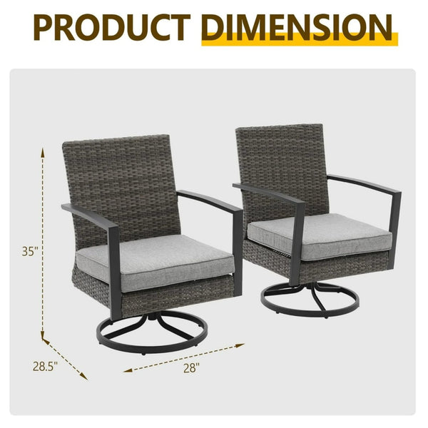 English Elm Set of 2 Outdoor Pe Rattan Swivel Rocker Chairs with Cushions for Patio Decks B082S00068