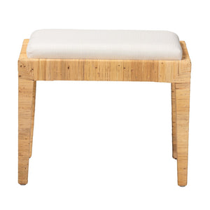 English Elm Bohemian Woven Rattan Round Footstool with Cushion for Living Room Boho Decor B2750P467652