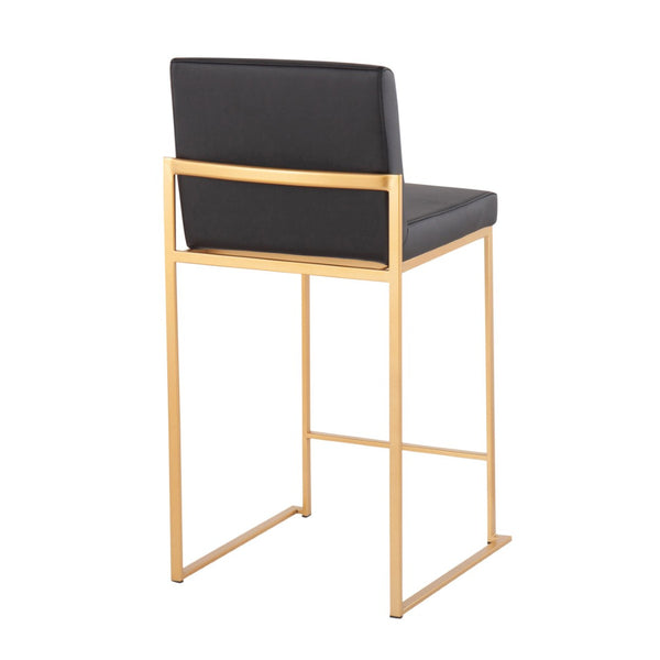 English Elm Contemporary High Back Upholstered Counter Stools with Steel Frame for Kitchen Island Black B202P221940