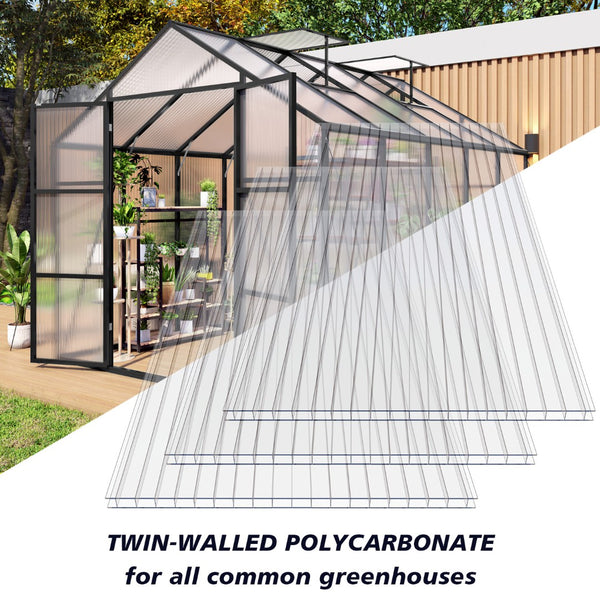 English Elm 10 Pack Twin Wall Polycarbonate Greenhouse Panels Uv Blocking Insulated Roofing Sheets W3213P460535