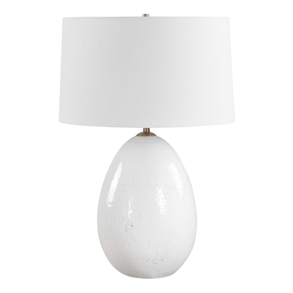 Uttermost Avery Ceramic Table Lamp with Crackled Glaze and Antique Brass Accents