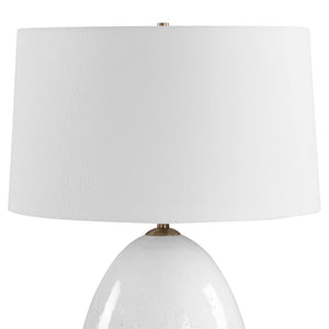Uttermost Avery Ceramic Table Lamp with Crackled Glaze and Antique Brass Accents