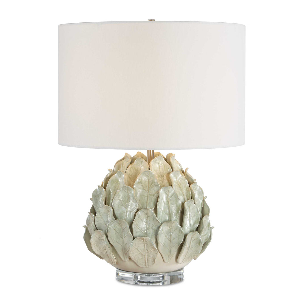 Uttermost Uttermost Levlyn Sculpted Ceramic Table Lamp with Aloe Glaze and Linen Drum Shade 30802-1
