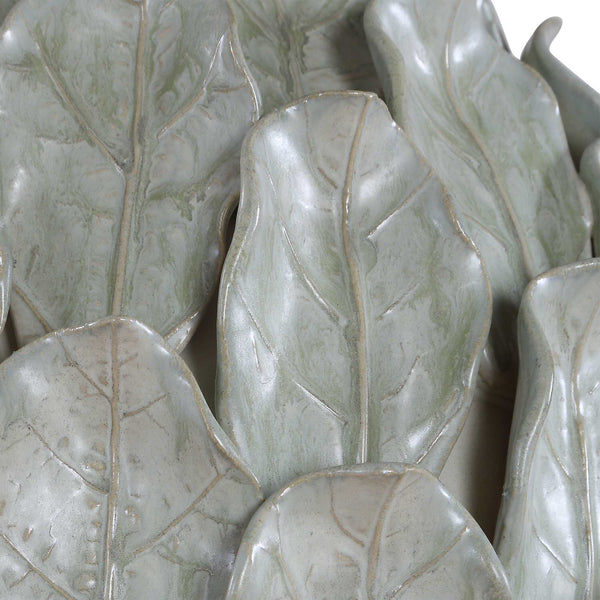 Uttermost Levlyn Sculpted Ceramic Table Lamp with Aloe Glaze and Linen Drum Shade