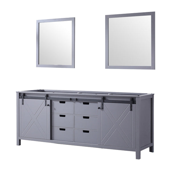 English Elm Dark Grey Double Bath Vanity 80" W X 22" D With Mirrors - Stylish Storage For Modern Bathrooms! B2731S00572