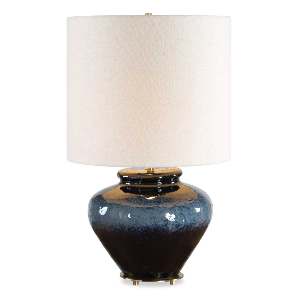 Uttermost Uttermost Andrus Glazed Ceramic Table Lamp with Brass Base and Drum Shade 30803-1