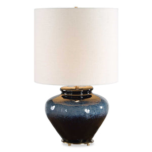Uttermost Uttermost Andrus Glazed Ceramic Table Lamp with Brass Base and Drum Shade 30803-1
