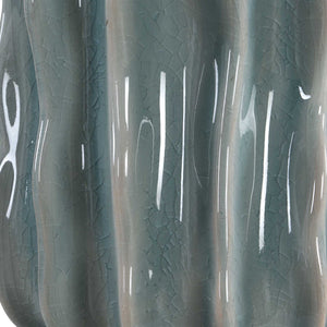 Uttermost Artisan Ceramic Table Lamp Ribbed Blue Glaze Antique Brass Coastal Accent