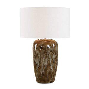 Uttermost Uttermost Torrence Drip Glaze Ceramic Lamp with Linen Shade and Brass Accents 30806-1