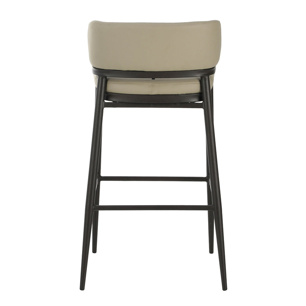 English Elm Christopher Knight Home® - Metal Industrial Leathaire Barstool Set of 2 with Comfortable Seat, Footrest, Non‑Slip Feet, Durable Frame khaki N771P247188V