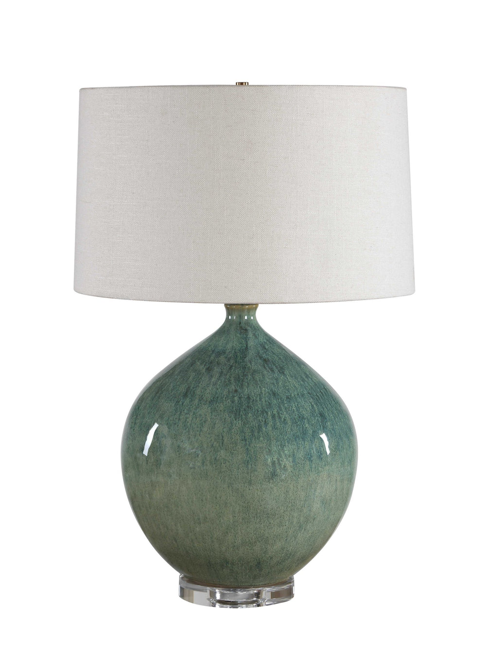 Uttermost Uttermost Callista Ceramic Table Lamp with Teal Glaze Linen Shade and Brass Accents 30807-1