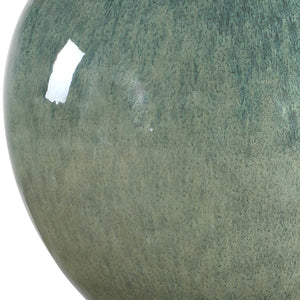 Uttermost Callista Ceramic Table Lamp with Teal Glaze Linen Shade and Brass Accents
