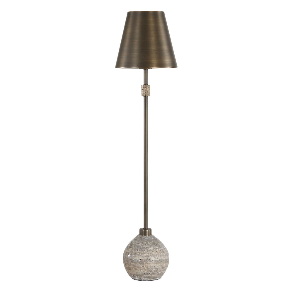 Uttermost Uttermost Jaycee Travertine Base Brushed Brass Buffet Lamp for Console Tables 30808-1