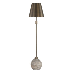 Uttermost Jaycee Travertine Base Brushed Brass Buffet Lamp for Console Tables