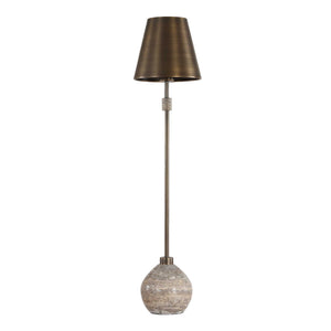Uttermost Jaycee Travertine Base Brushed Brass Buffet Lamp for Console Tables