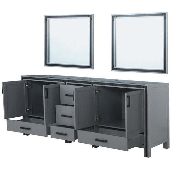English Elm Dark Grey Double Bath Vanity 84" W With 2 Mirrors - Sturdy Wood, Ample Storage, Fully Assembled Design B2731S00590
