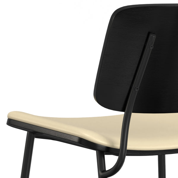 English Elm Hayley Off White Dining Chair Set of 2 – Mid-Century Molded Plywood, Vegan Leather Seat, Metal Legs B136P266929