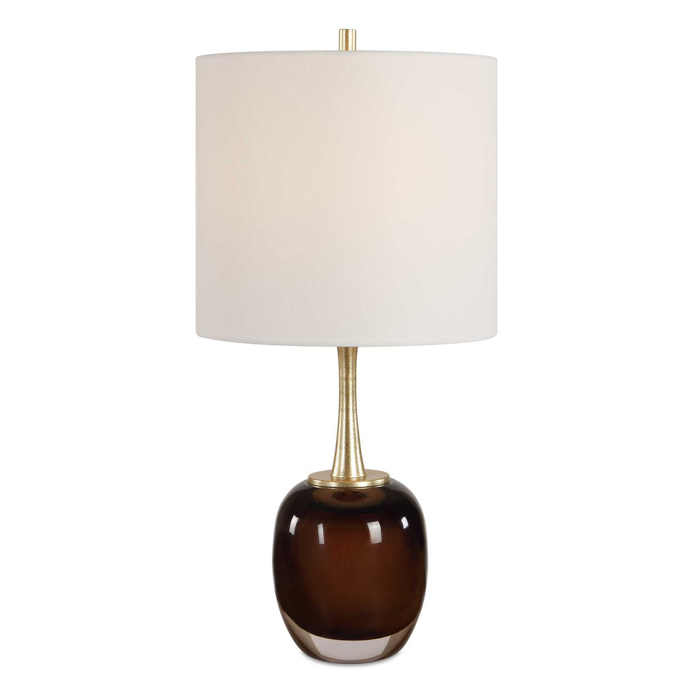 Uttermost Uttermost Vannett Amber Art Glass Table Lamp with Antique Brass Linen Drum Shade 30809-1