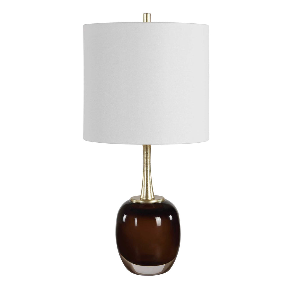Uttermost Uttermost Vannett Amber Art Glass Table Lamp with Antique Brass Linen Drum Shade 30809-1