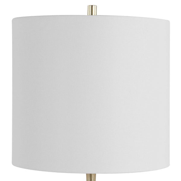 Uttermost Vannett Amber Art Glass Table Lamp with Antique Brass Linen Drum Shade