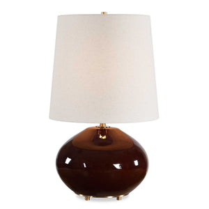 Uttermost Uttermost Sculptural Ruby Glazed Ceramic Table Lamp with Antique Brass Linen Shade 30813-1