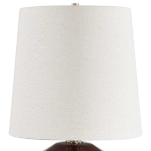 Uttermost Sculptural Ruby Glazed Ceramic Table Lamp with Antique Brass Linen Shade