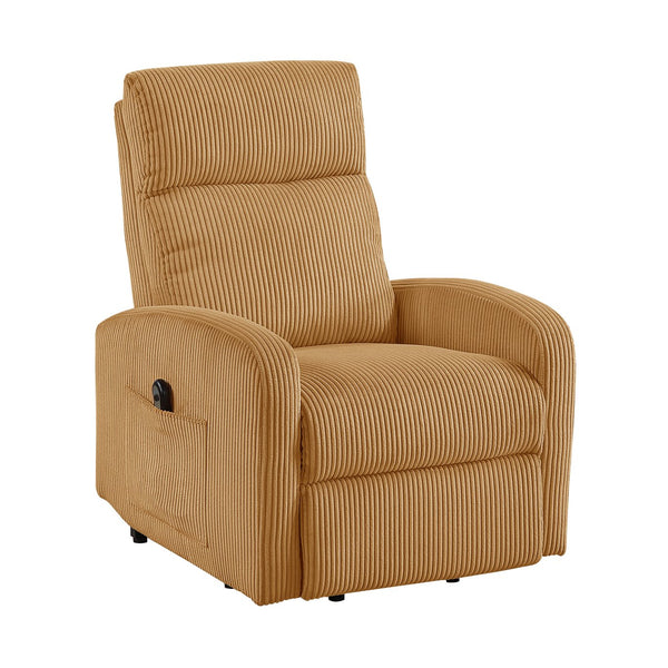 English Elm Contemporary Power Lift Chair Recliner with Plush Corduroy, Foam-Over-Coil Support & Side Pocket Yellow 31 L x 29 W x 24 H B011P395834