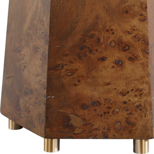Uttermost Mccaffrey Burl Wood Table Lamp with Antique Brass Accents and Linen Shade