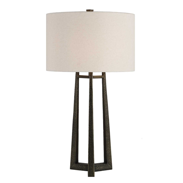 Uttermost Midas Tripod Iron Table Lamp with Linen Drum Shade for Modern Interiors