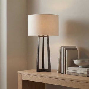 Uttermost Midas Tripod Iron Table Lamp with Linen Drum Shade for Modern Interiors
