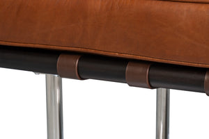 Sarreid Prince Albert Bench Vintage Havana Leather - Luxurious Cigar Seating With Top Grain Cowhide Comfort Brown  30816