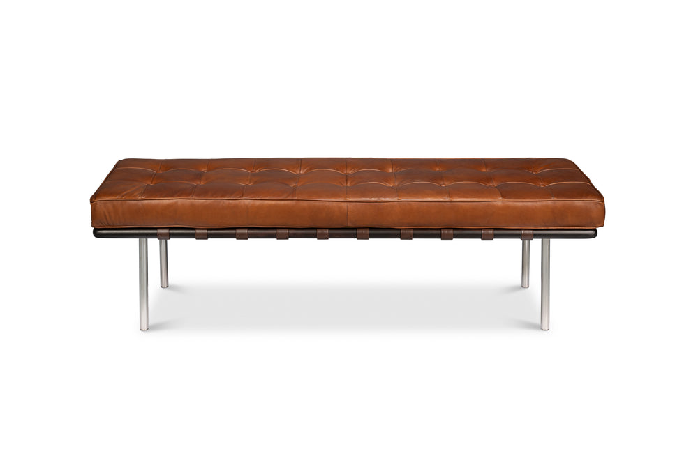 Sarreid Prince Albert Bench Vintage Havana Leather - Luxurious Cigar Seating With Top Grain Cowhide Comfort Brown  30816