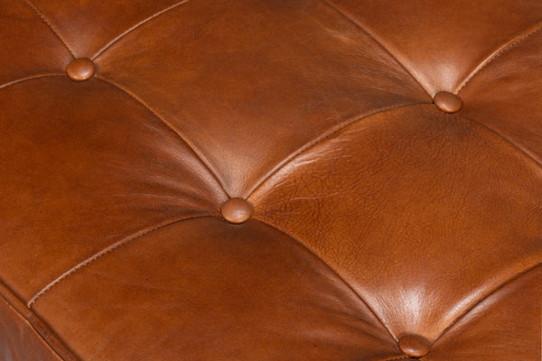 Sarreid Prince Albert Bench Vintage Havana Leather - Luxurious Cigar Seating With Top Grain Cowhide Comfort Brown  30816
