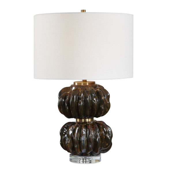 Uttermost Uttermost Jaudon Ceramic Table Lamp with Linen Drum Shade and Crystal Brass Accents 30817