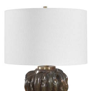Uttermost Jaudon Ceramic Table Lamp with Linen Drum Shade and Crystal Brass Accents
