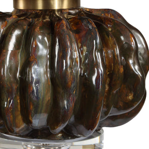 Uttermost Jaudon Ceramic Table Lamp with Linen Drum Shade and Crystal Brass Accents