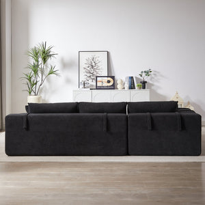English Elm Modern Chenille Upholstered Sectional Sofa Set - 108" L-Shaped Convertible Couch With 6 Pillows W834S00394